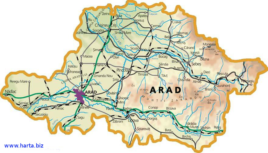 Harta judetului Arad