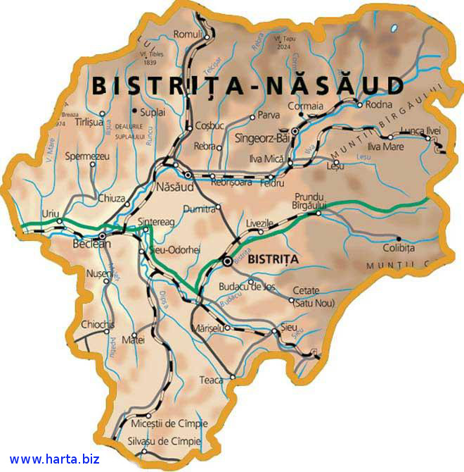 Harta judetului Bistrita-Nasaud